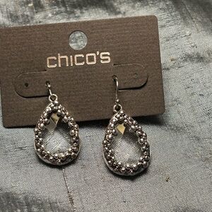 Chico's Silver Dangle Earrings with Rhinestones